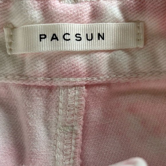 NWOT PacSun High Rise Festival pink white tie dye cut off shorts 25 - Picture 7 of 11